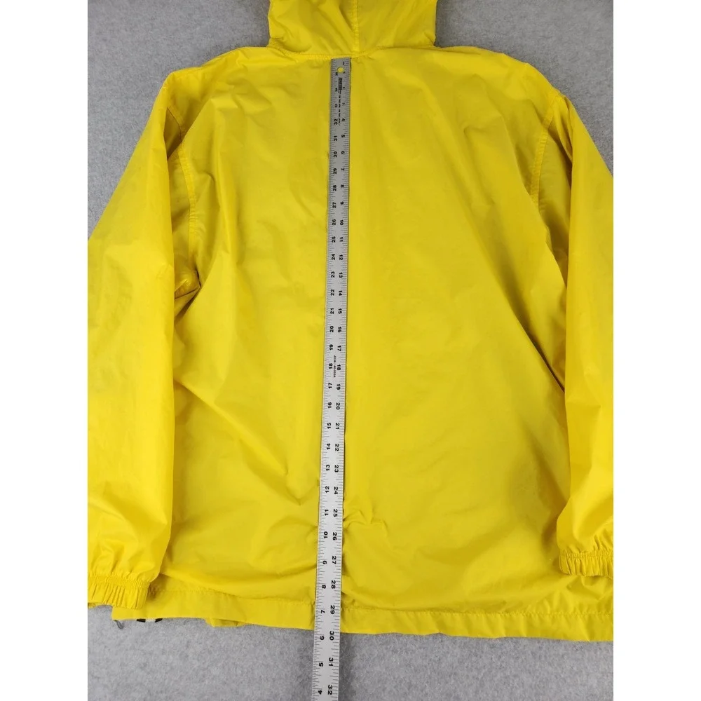VTG Adidas Mens Windbreaker Jacket Yellow Black stripe Cotton Lined Hoodie LARGE